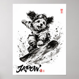 Snowboard Brush Art - Snowboarder Dog ポスター