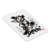 Snowboard Brush Art - Snowboarder Dog マグネット (右側)