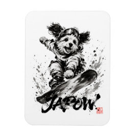 Snowboard Brush Art - Snowboarder Dog マグネット
