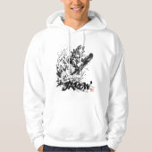 Snowboard Brush Art - Snowboarder Dog Huskey パーカ (正面)