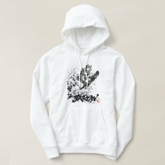 Snowboard Brush Art - Snowboarder Dog Huskey パーカ (デザイン正面)