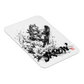 Snowboard Brush Art - Snowboarder Dog Huskey マグネット (右側)