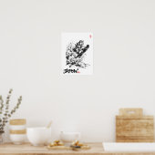 Snowboard Brush Art - Snowboarder Dog Husky ポスター (キッチン)