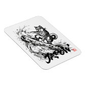 Snowboard Brush Art - Snowboarder Dog Shiba Inu マグネット (右側)