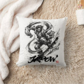 Snowboard Brush Art - Snowboarder Fujin God クッション (ブランケット)