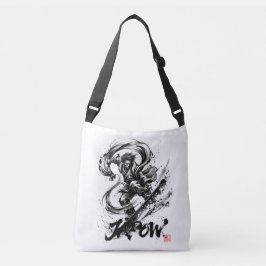Snowboard Brush Art - Snowboarder Fujin God クロスボディバッグ