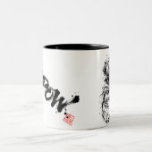 Snowboard Brush Art - Snowboarder Fujin God ツートーンマグカップ (中央)