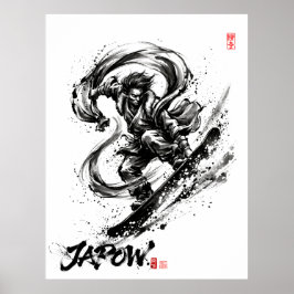 Snowboard Brush Art - Snowboarder Fujin God ポスター