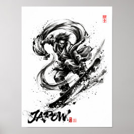 Snowboard Brush Art - Snowboarder Fujin God ポスター