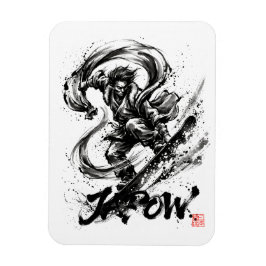 Snowboard Brush Art - Snowboarder Fujin God マグネット