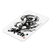Snowboard Brush Art - Snowboarder Fujin God マグネット (左側)