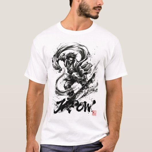 Snowboard Brush Art - Snowboarder Fujin God Tシャツ (正面)