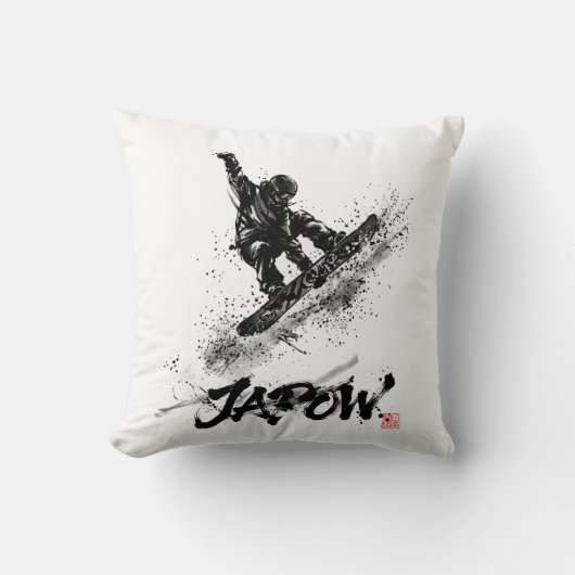 Snowboard Brush Art - Snowboarder Grab クッション (正面)