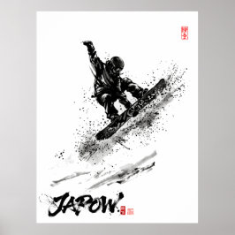 Snowboard Brush Art - Snowboarder Grab ポスター