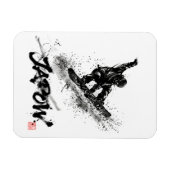 Snowboard Brush Art - Snowboarder Grab マグネット (横)