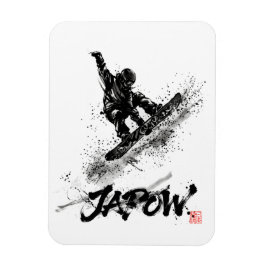 Snowboard Brush Art - Snowboarder Grab マグネット
