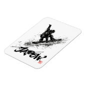 Snowboard Brush Art - Snowboarder Grab マグネット (左側)