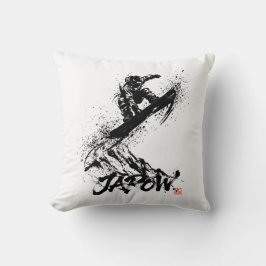 Snowboard Brush Art - Snowboarder Grab Jump クッション
