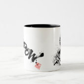 Snowboard Brush Art - Snowboarder Grab Jump ツートーンマグカップ (中央)