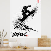 Snowboard Brush Art - Snowboarder Grab Jump ポスター (キッチン)
