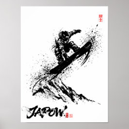 Snowboard Brush Art - Snowboarder Grab Jump ポスター