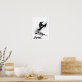 Snowboard Brush Art - Snowboarder Grab Jump ポスター (キッチン)