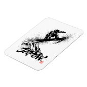 Snowboard Brush Art - Snowboarder Grab Jump マグネット (左側)
