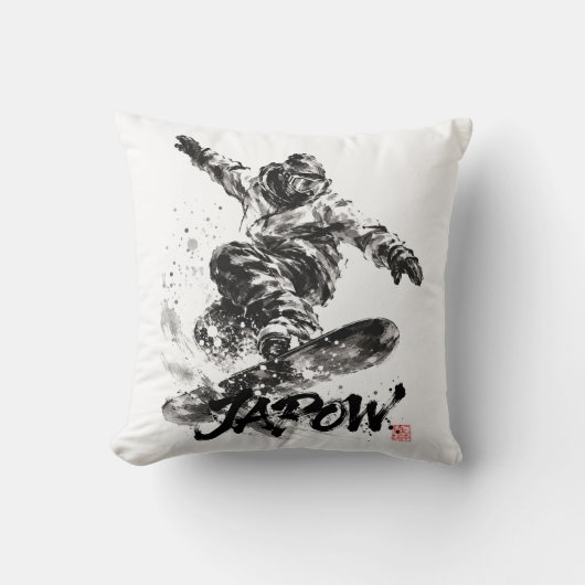 Snowboard Brush Art - Snowboarder Light クッション (正面)
