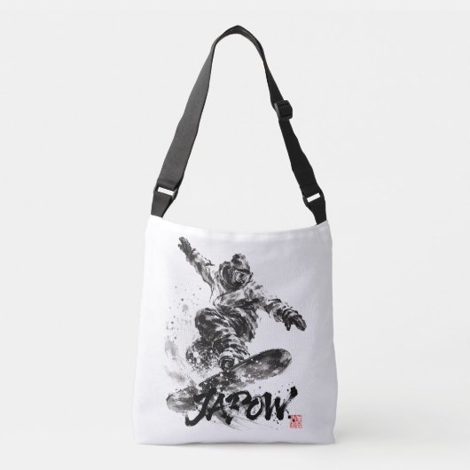 Snowboard Brush Art - Snowboarder Light クロスボディバッグ (正面)