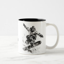 Snowboard Brush Art - Snowboarder Light ツートーンマグカップ