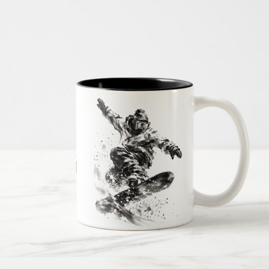 Snowboard Brush Art - Snowboarder Light ツートーンマグカップ (右)