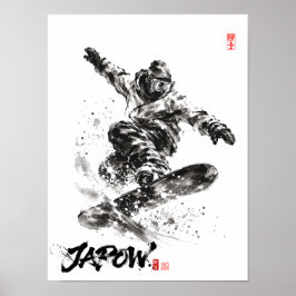 Snowboard Brush Art - Snowboarder light ポスター