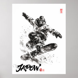 Snowboard Brush Art - Snowboarder light ポスター