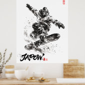 Snowboard Brush Art - Snowboarder light ポスター (キッチン)