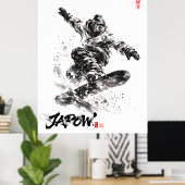 Snowboard Brush Art - Snowboarder light ポスター (ホームオフィス)