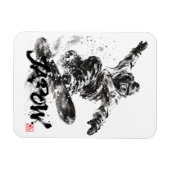 Snowboard Brush Art - Snowboarder Light マグネット (横)