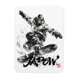 Snowboard Brush Art - Snowboarder Light マグネット