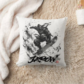 Snowboard Brush Art - Snowboarder Ninja クッション (ブランケット)