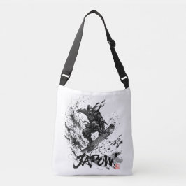 Snowboard Brush Art - Snowboarder Ninja クロスボディバッグ