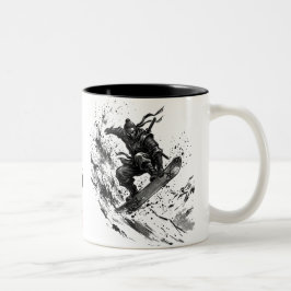 Snowboard Brush Art - Snowboarder Ninja ツートーンマグカップ