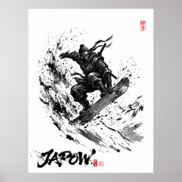 Snowboard Brush Art - Snowboarder Ninja ポスター