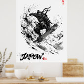 Snowboard Brush Art - Snowboarder Ninja ポスター (キッチン)