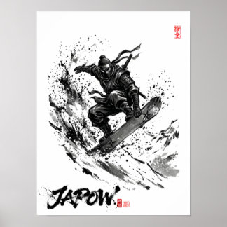 Snowboard Brush Art - Snowboarder Ninja ポスター
