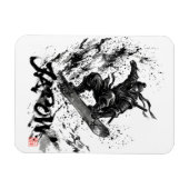Snowboard Brush Art - Snowboarder Ninja マグネット (横)
