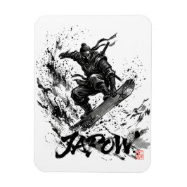 Snowboard Brush Art - Snowboarder Ninja マグネット