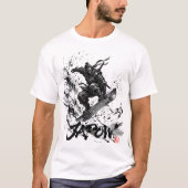 Snowboard Brush Art - Snowboarder Ninja Tシャツ (正面)