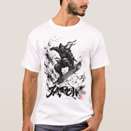 Snowboard Brush Art - Snowboarder Ninja Tシャツ