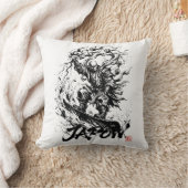 Snowboard Brush Art - Snowboarder Raijin God クッション (ブランケット)