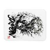 Snowboard Brush Art - Snowboarder Raijin God マグネット (横)