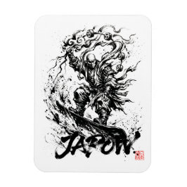 Snowboard Brush Art - Snowboarder Raijin God マグネット